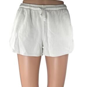 Brandy Melville Women's White Mid Rise Waffle Knit Drawstring Lounge Shorts S
